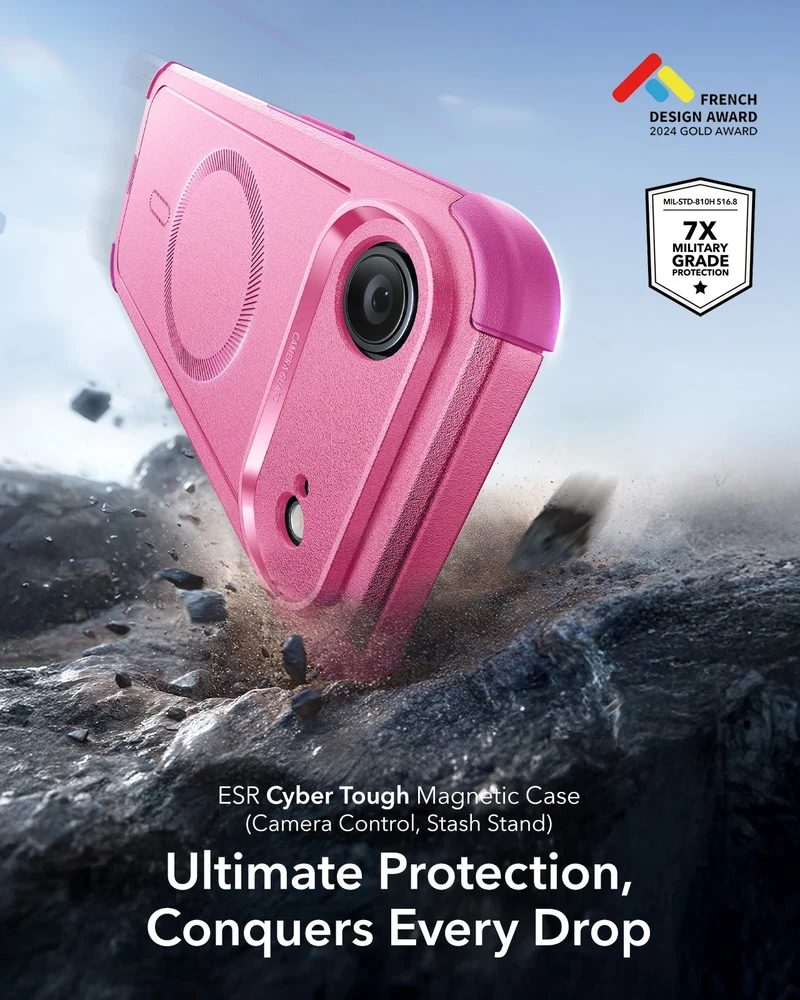 iPhone Air Cyber Tough Magnetic Case (Camera Control) - Rosy Pink