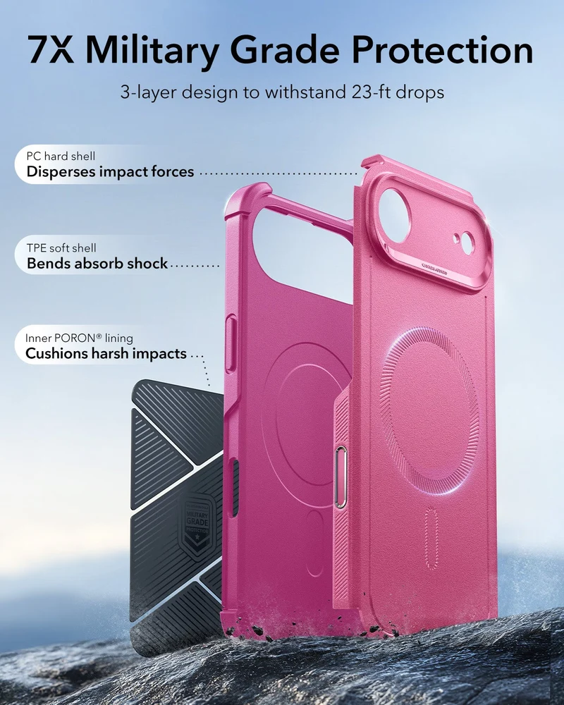 iPhone Air Cyber Tough Magnetic Case (Camera Control) - Rosy Pink