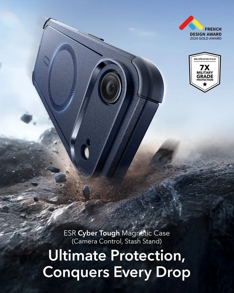 iPhone Air Cyber Tough Magnetic Case (Camera Control) - Navy Blue
