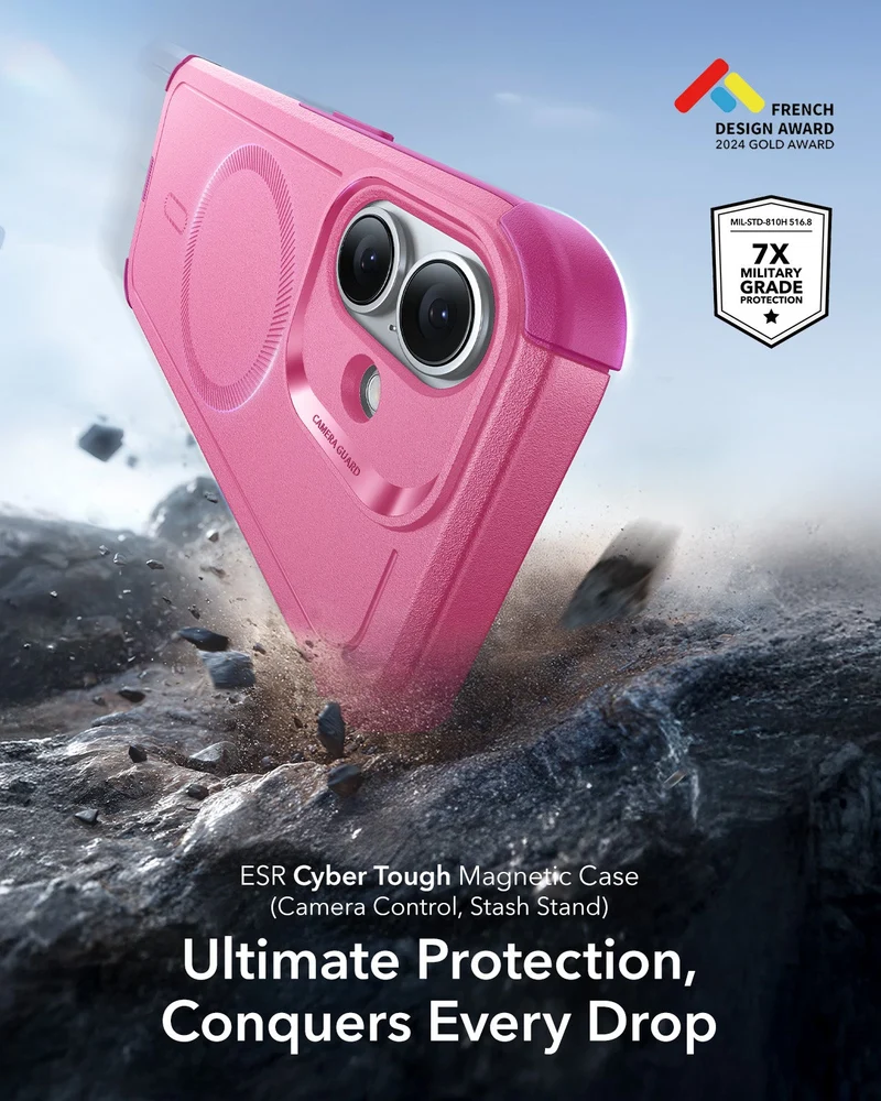 iPhone 17 Cyber Tough Magnetic Case (Camera Control) - Rosy Pink