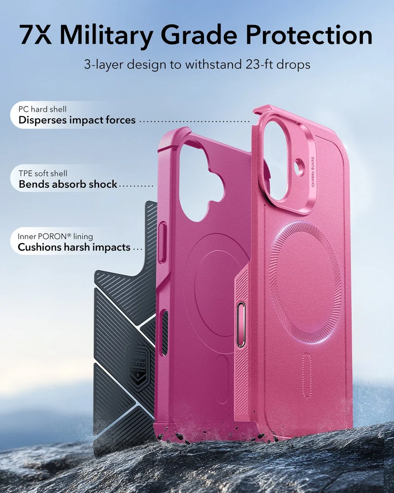 iPhone 17 Cyber Tough Magnetic Case (Camera Control) - Rosy Pink