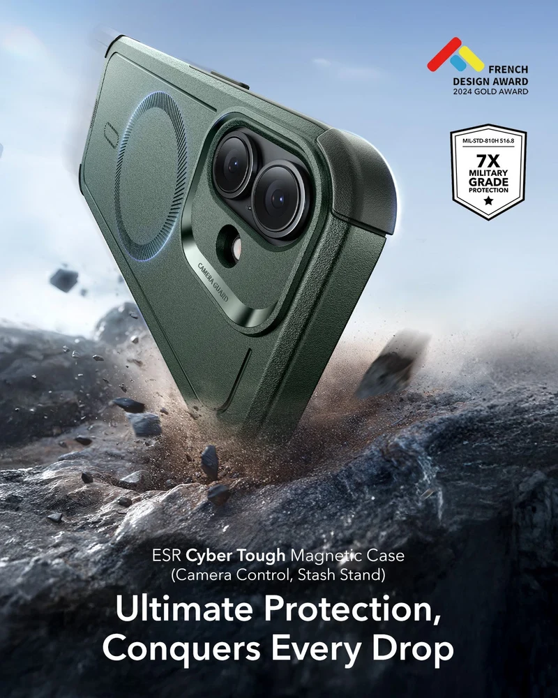 iPhone 17 Cyber Tough Magnetic Case (Camera Control) - Olive Green