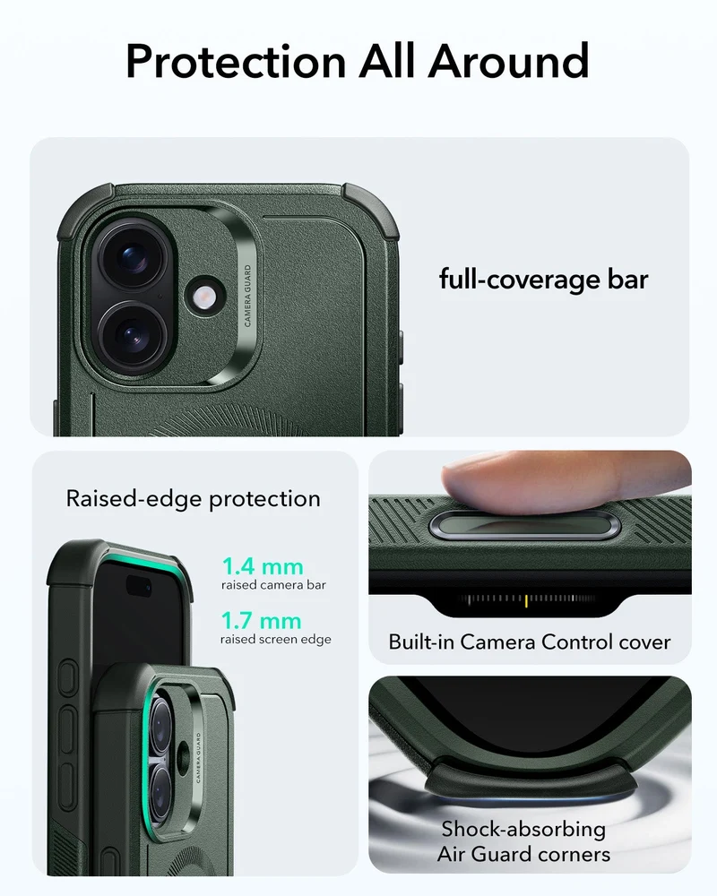 iPhone 17 Cyber Tough Magnetic Case (Camera Control) - Olive Green