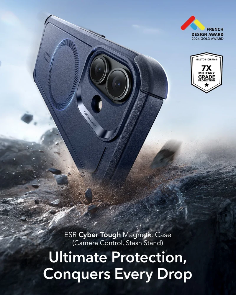iPhone 17 Cyber Tough Magnetic Case (Camera Control) - Navy Blue