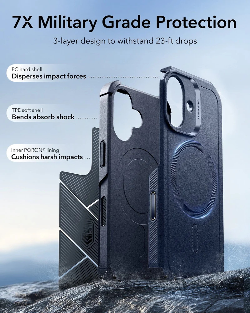 iPhone 17 Cyber Tough Magnetic Case (Camera Control) - Navy Blue