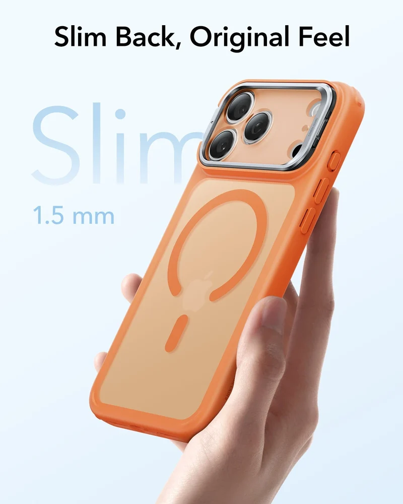 iPhone 17 Pro Classic Hybrid Magnetic Case (Camera Control, Stash Stand) - Frosted Orange