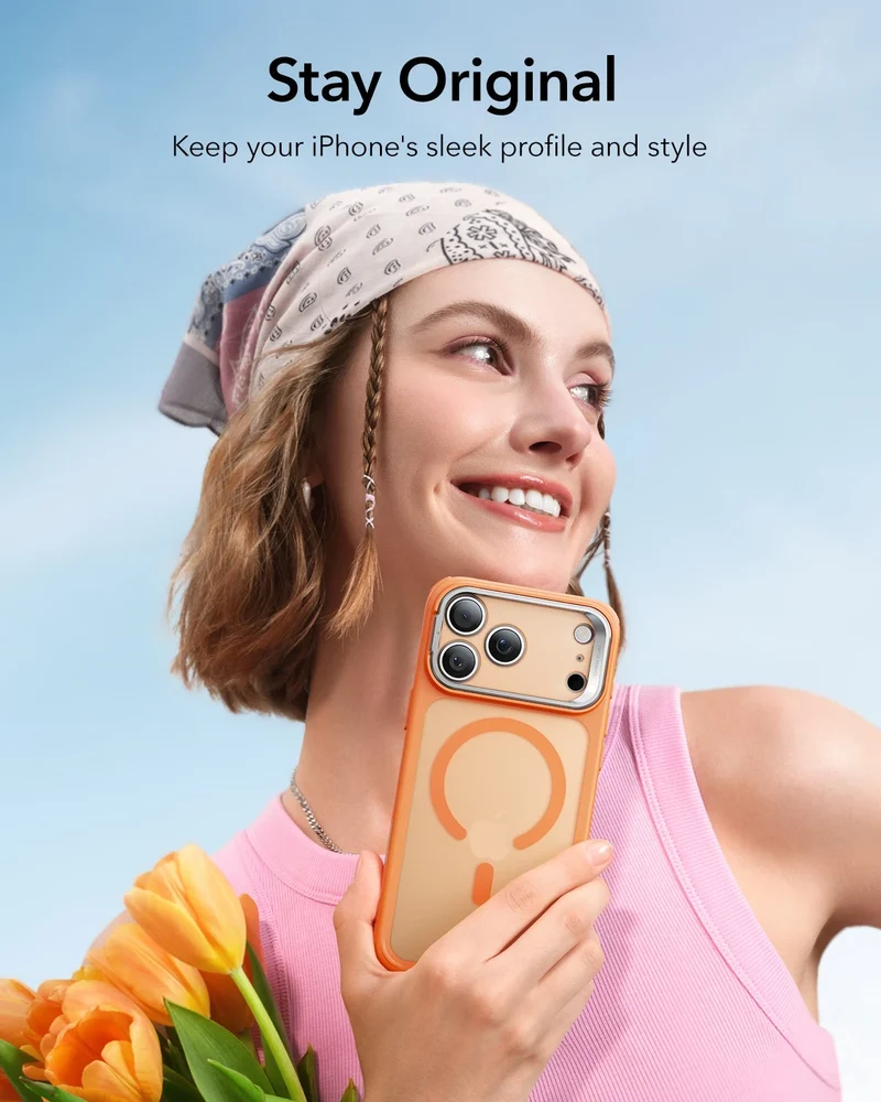 iPhone 17 Pro Classic Hybrid Magnetic Case (Camera Control, Stash Stand) - Frosted Orange