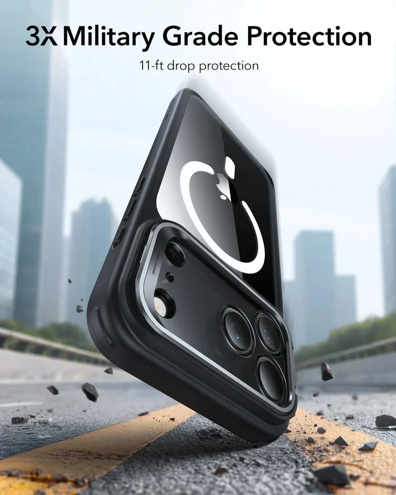 iPhone 17 Pro Classic Hybrid Magnetic Case (Camera Control, Stash Stand) - Clear Black