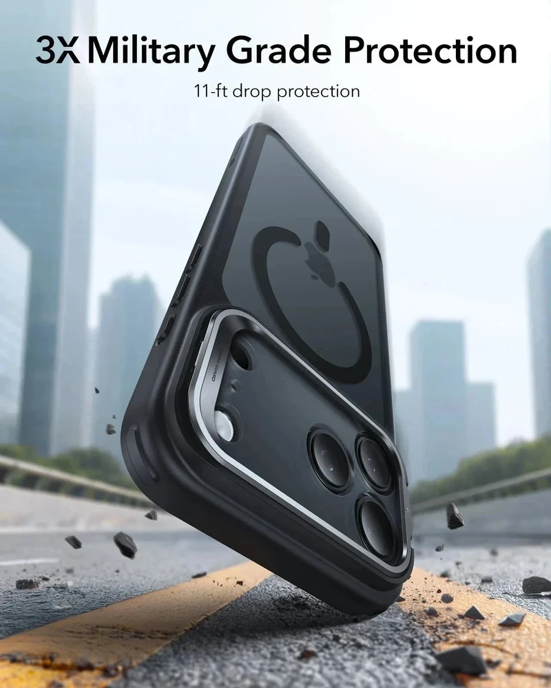 iPhone 17 Pro Classic Hybrid Magnetic Case (Camera Control, Stash Stand) - Frosted Black