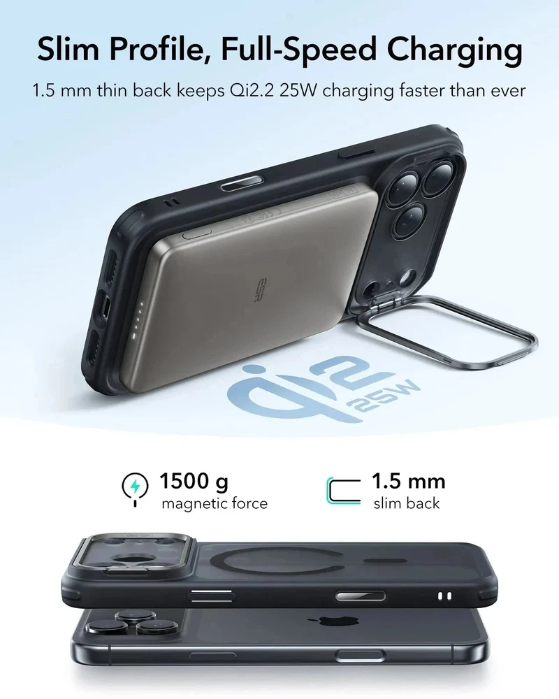 iPhone 17 Pro Classic Hybrid Magnetic Case (Camera Control, Stash Stand) - Frosted Black