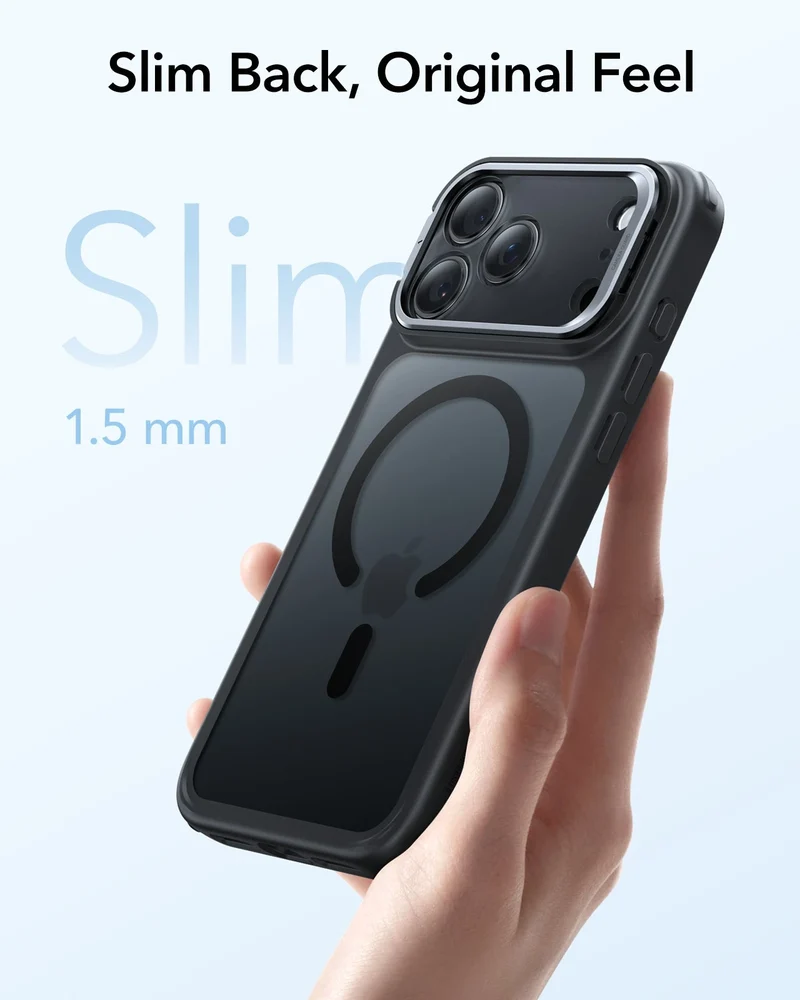 iPhone 17 Pro Classic Hybrid Magnetic Case (Camera Control, Stash Stand) - Frosted Black