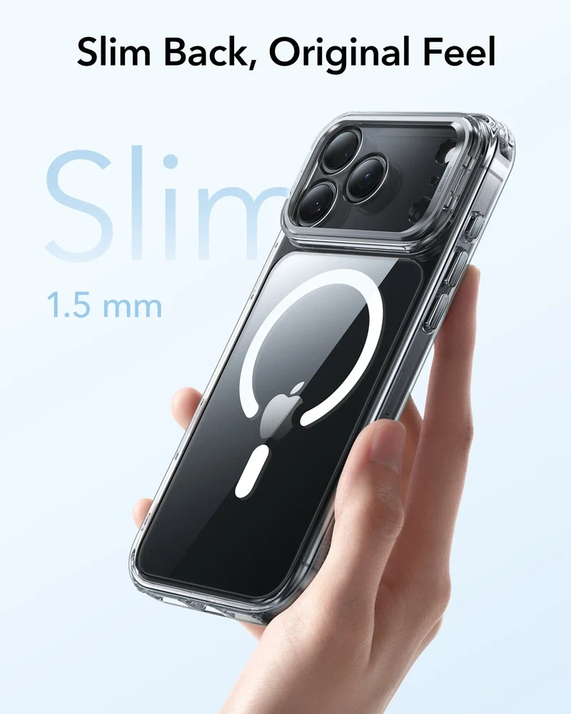 iPhone 17 Pro Classic Hybrid Magnetic Case (Camera Control, Stash Stand) - Clear