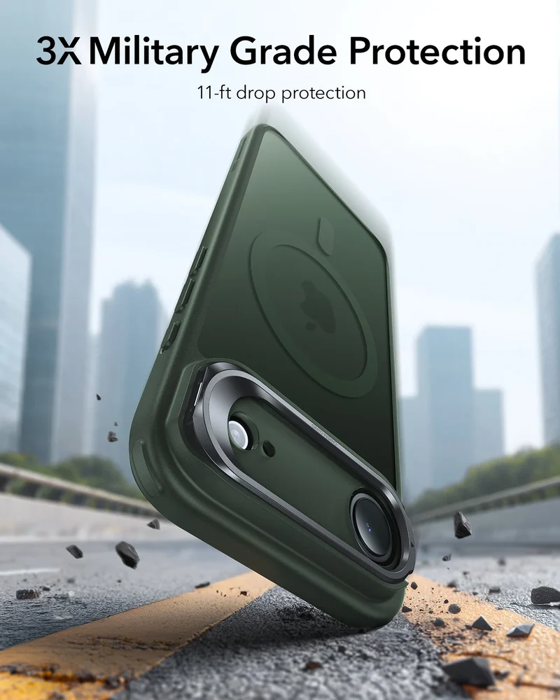 iPhone Air Classic Hybrid Magnetic Case (Camera Control, Stash Stand) - Frosted Green