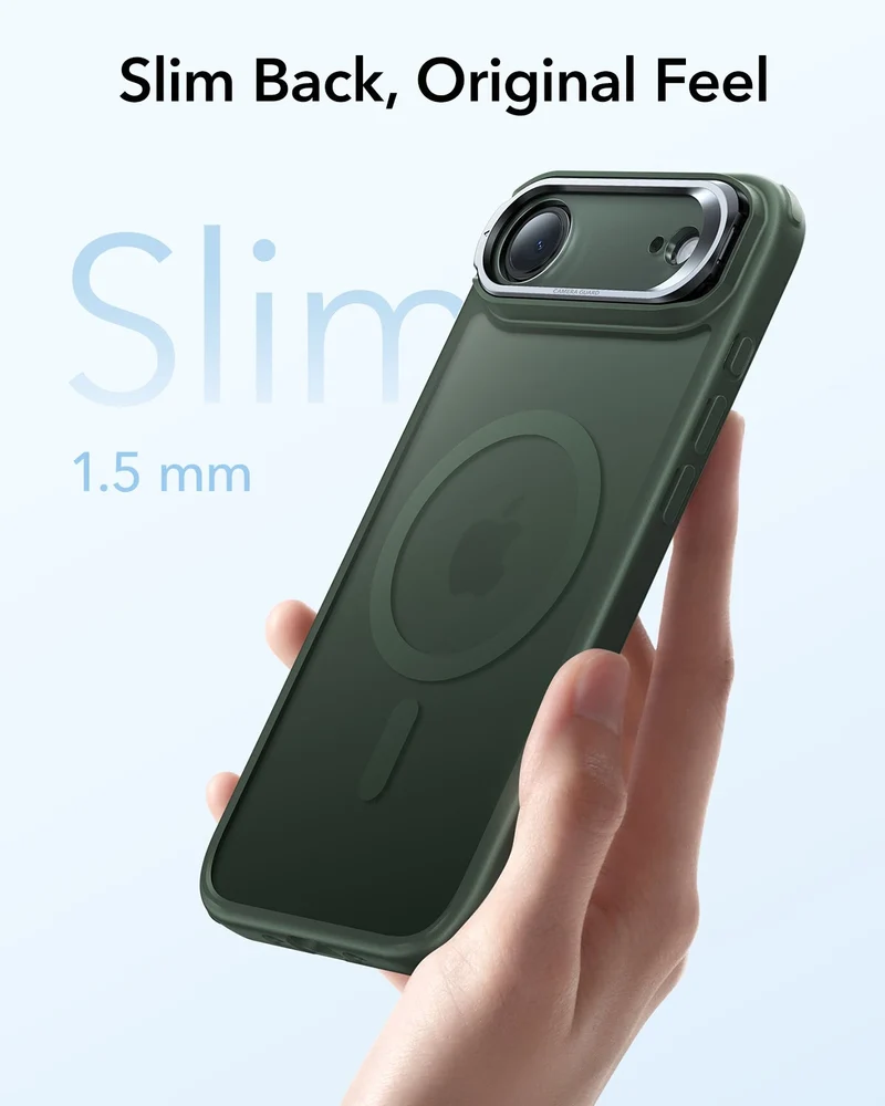iPhone Air Classic Hybrid Magnetic Case (Camera Control, Stash Stand) - Frosted Green