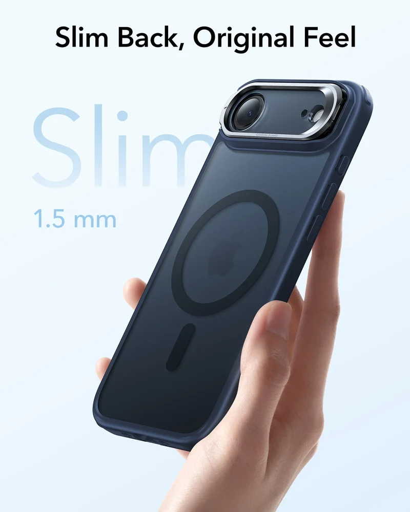 iPhone Air Classic Hybrid Magnetic Case (Camera Control, Stash Stand) - Frosted Blue