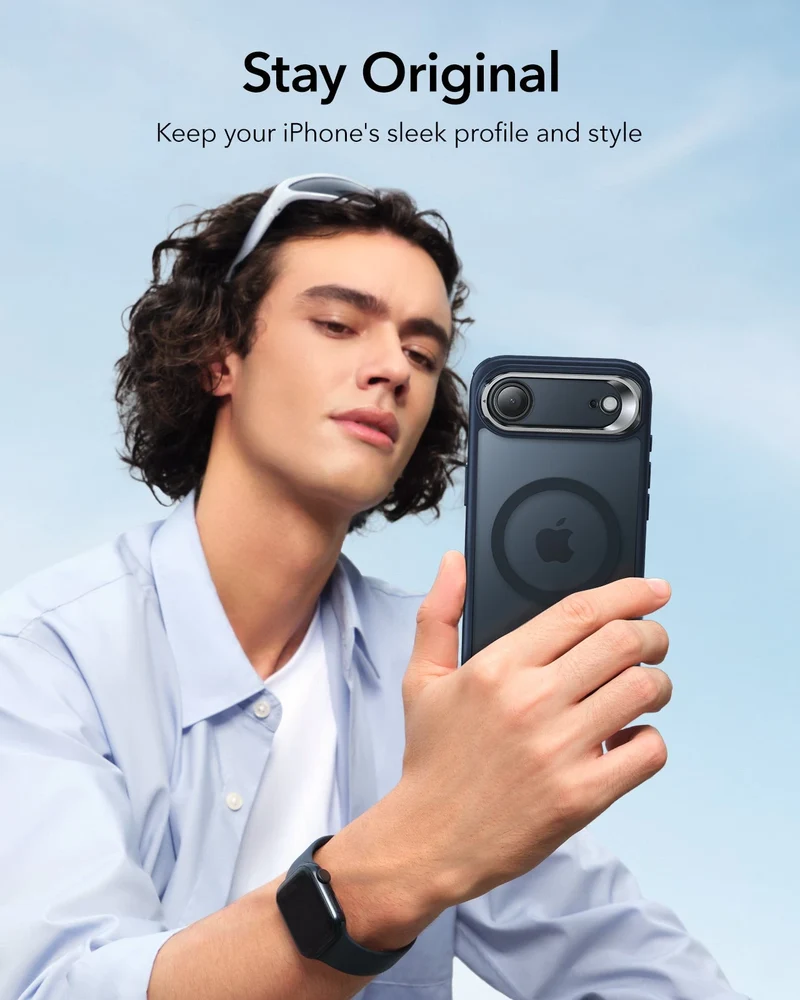iPhone Air Classic Hybrid Magnetic Case (Camera Control, Stash Stand) - Frosted Blue