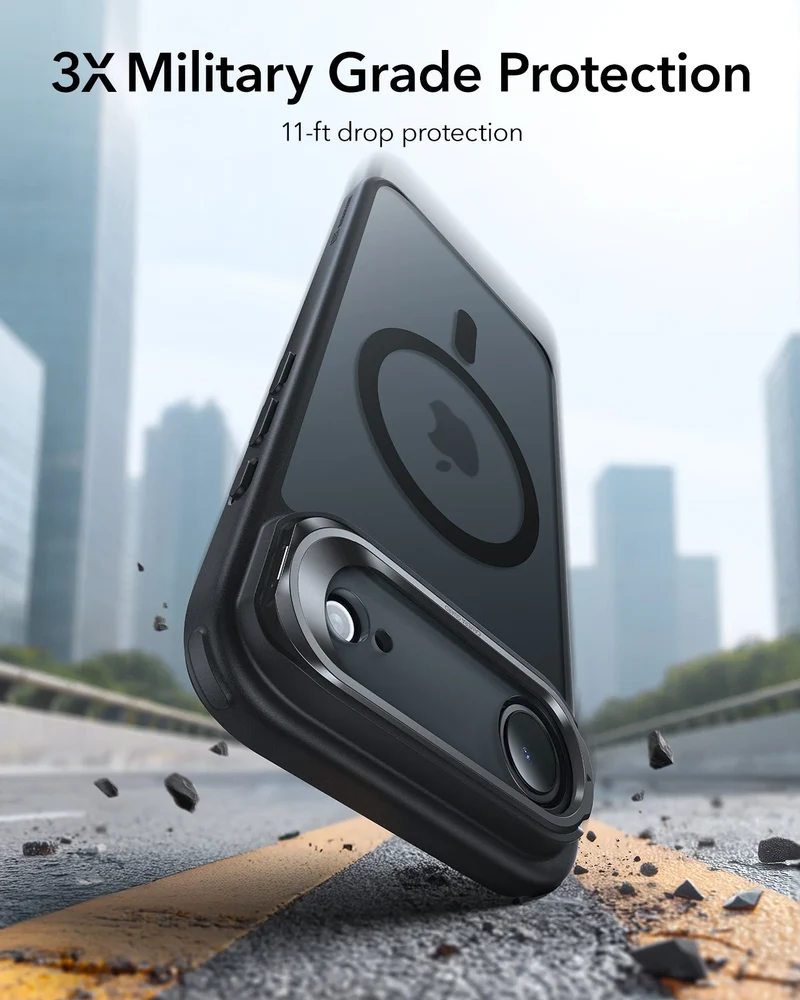 iPhone Air Classic Hybrid Magnetic Case (Camera Control, Stash Stand) - Frosted Black
