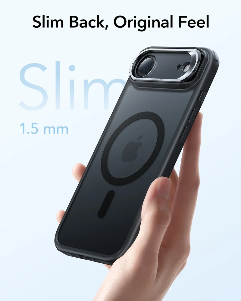 iPhone Air Classic Hybrid Magnetic Case (Camera Control, Stash Stand) - Frosted Black
