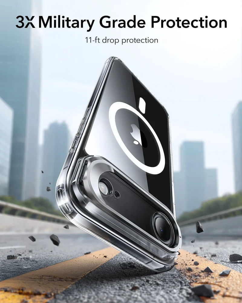 iPhone Air Classic Hybrid Magnetic Case (Camera Control, Stash Stand) - Clear