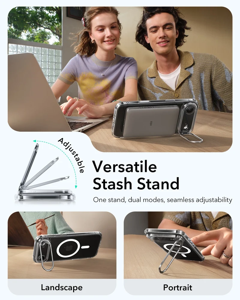 iPhone Air Classic Hybrid Magnetic Case (Camera Control, Stash Stand) - Clear
