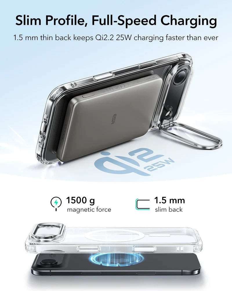 iPhone Air Classic Hybrid Magnetic Case (Camera Control, Stash Stand) - Clear