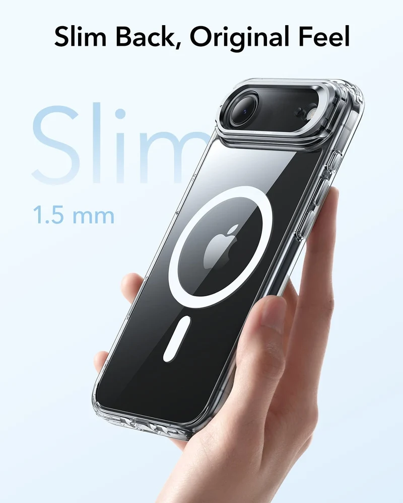 iPhone Air Classic Hybrid Magnetic Case (Camera Control, Stash Stand) - Clear