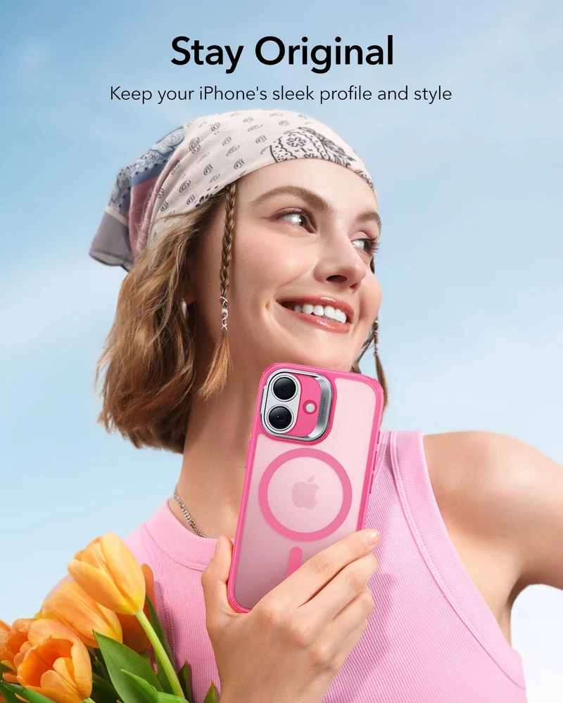 iPhone 17 Classic Hybrid Magnetic Case (Camera Control, Stash Stand) - Frosted Pink