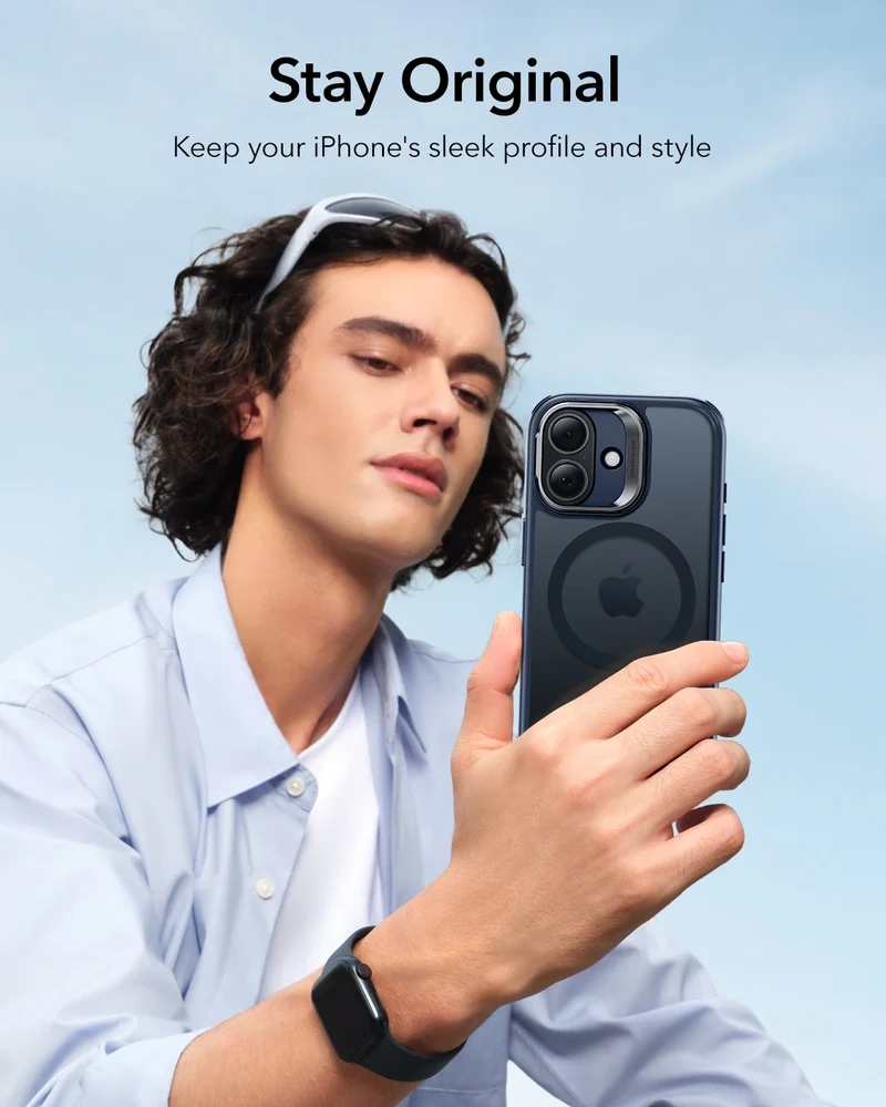 iPhone 17 Classic Hybrid Magnetic Case (Camera Control, Stash Stand) - Frosted Blue