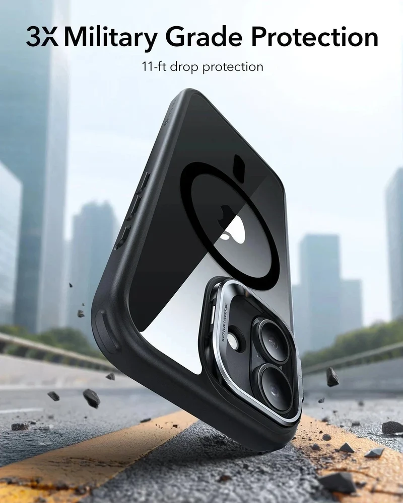 iPhone 17 Classic Hybrid Magnetic Case (Camera Control, Stash Stand) - Clear Black