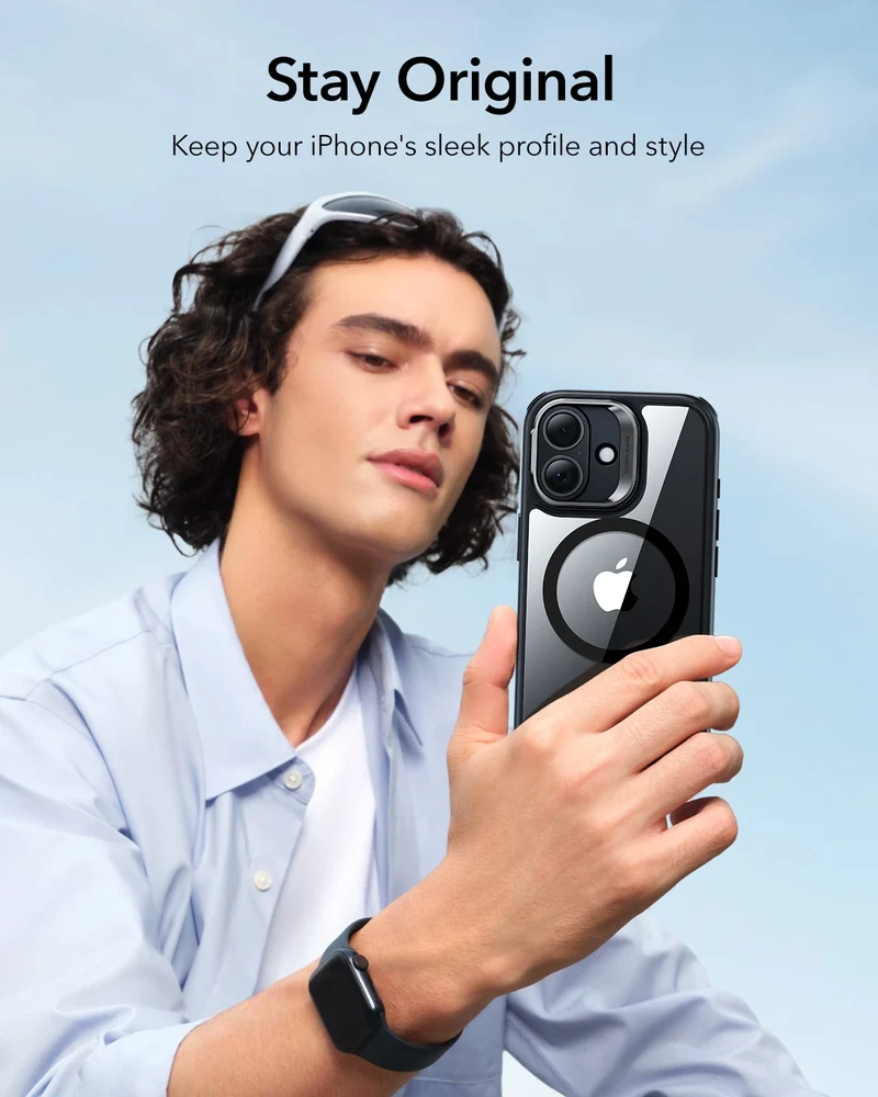 iPhone 17 Classic Hybrid Magnetic Case (Camera Control, Stash Stand) - Clear Black