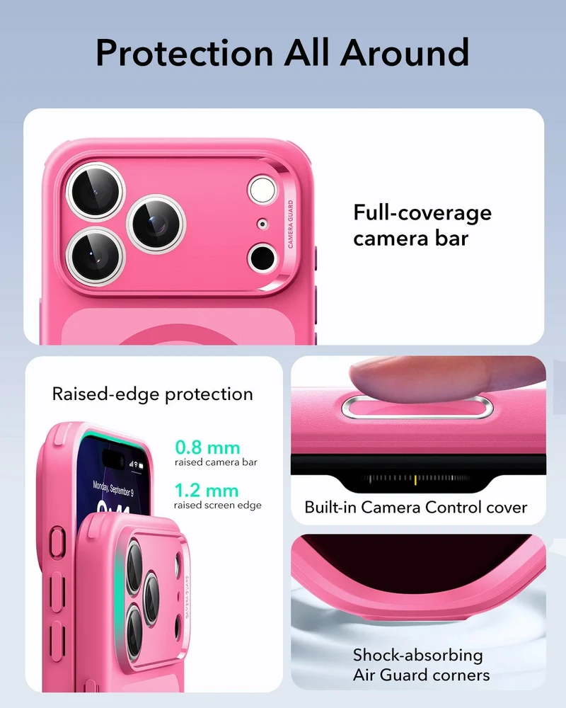 iPhone 17 Pro Max Classic Hybrid Magnetic Case (Camera Control) - Frosted Pink