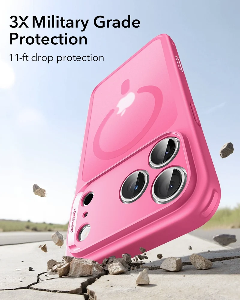 iPhone 17 Pro Max Classic Hybrid Magnetic Case (Camera Control) - Frosted Pink