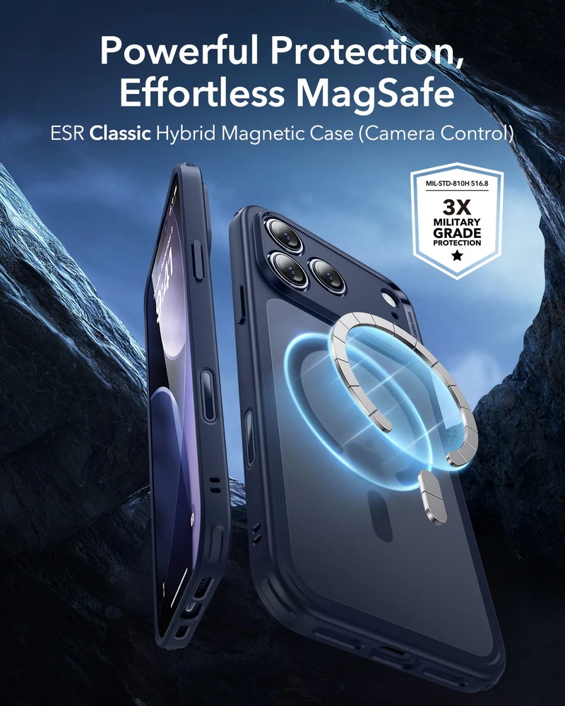 iPhone 17 Pro Max Classic Hybrid Magnetic Case (Camera Control) - Frosted Blue