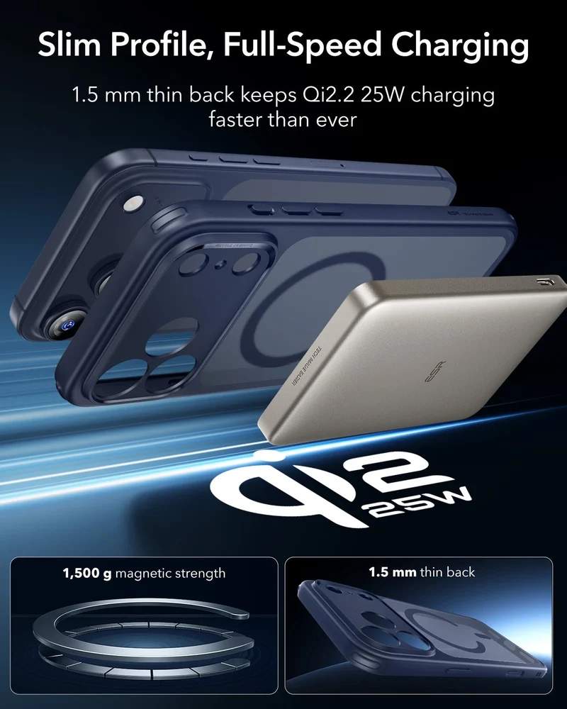 iPhone 17 Pro Max Classic Hybrid Magnetic Case (Camera Control) - Frosted Blue