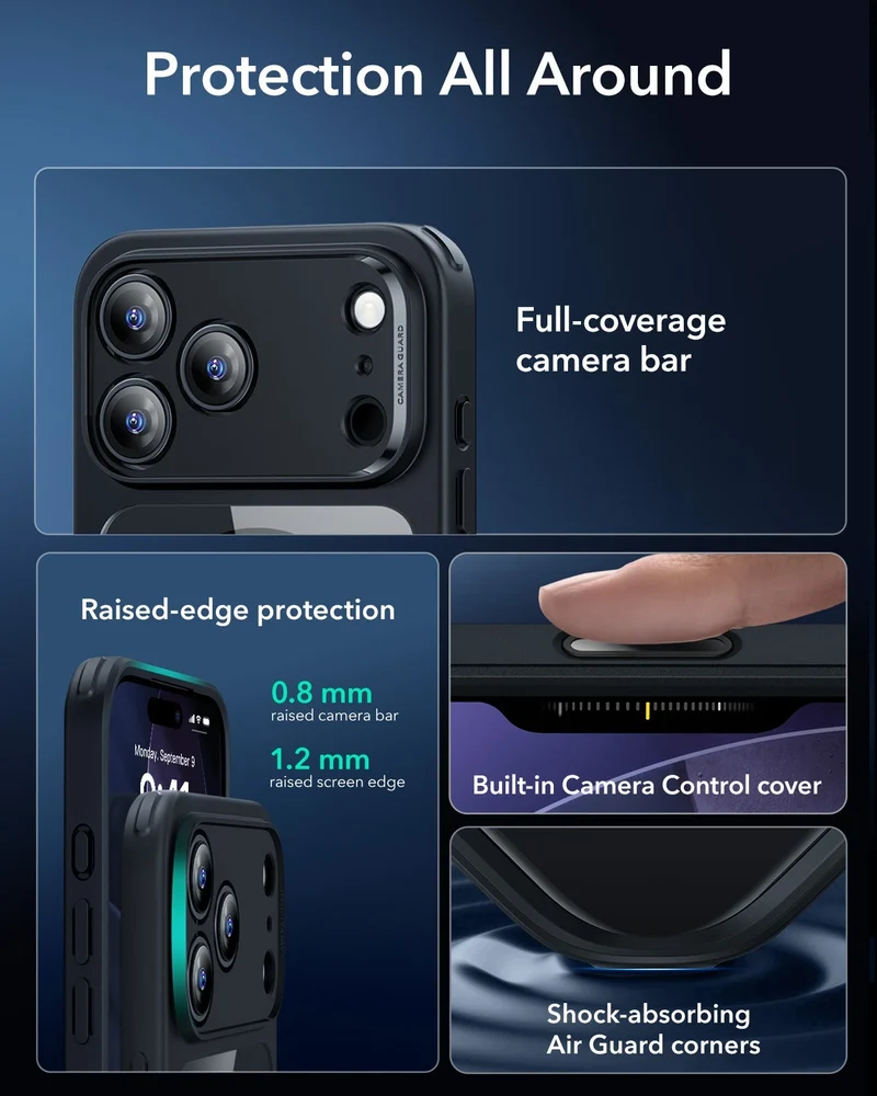 iPhone 17 Pro Max Classic Hybrid Magnetic Case (Camera Control) - Clear Black