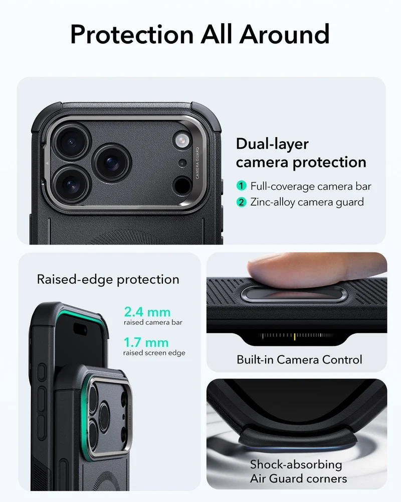 iPhone 17 Pro Max Cyber Tough Magnetic Case (Camera Control, Stash Stand) - Black