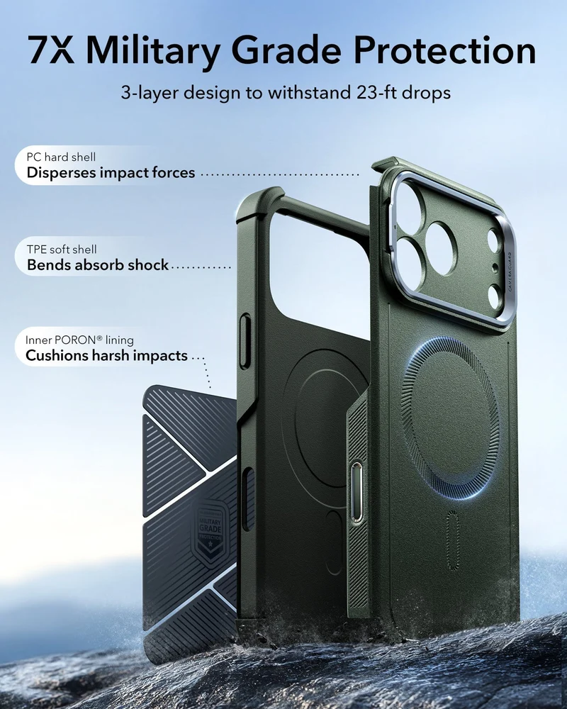 iPhone 17 Pro Cyber Tough Magnetic Case (Camera Control, Stash Stand) - Olive Green