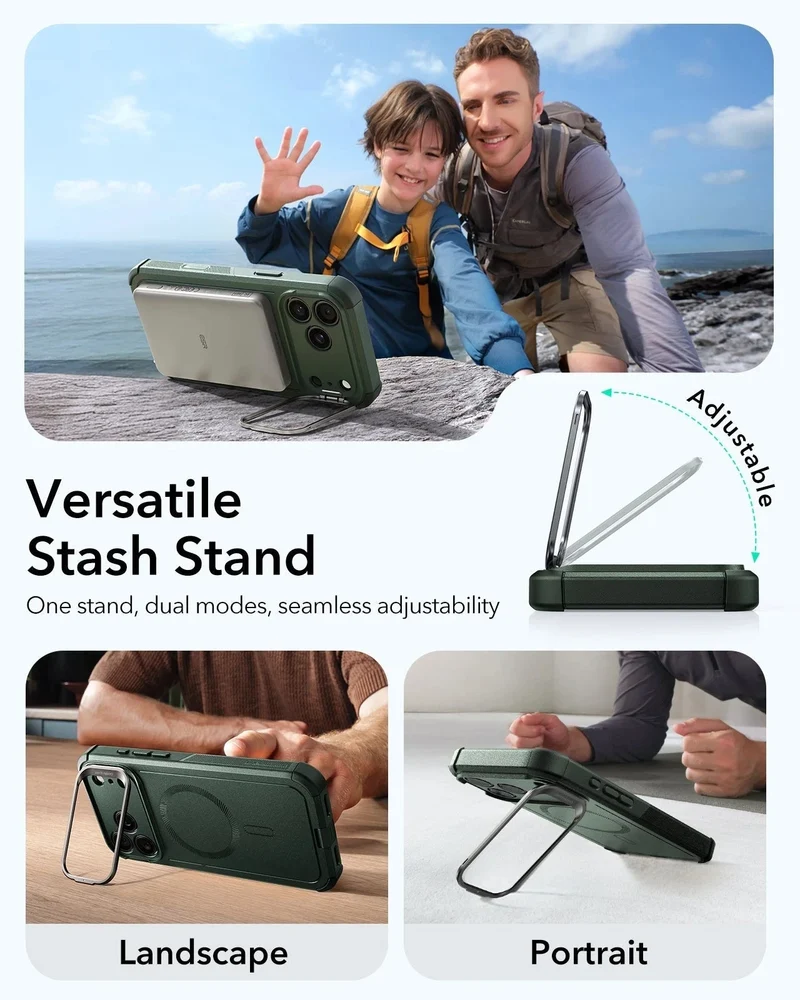 iPhone 17 Pro Cyber Tough Magnetic Case (Camera Control, Stash Stand) - Olive Green