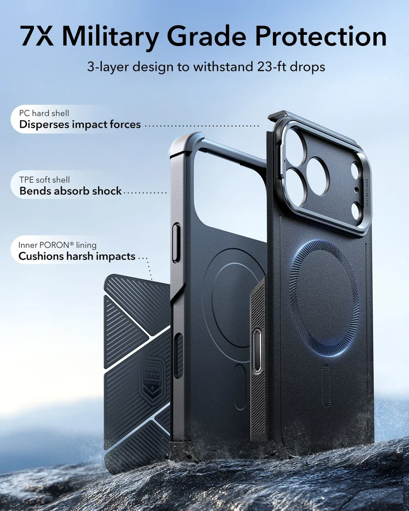 iPhone 17 Pro Cyber Tough Magnetic Case (Camera Control, Stash Stand) - Black