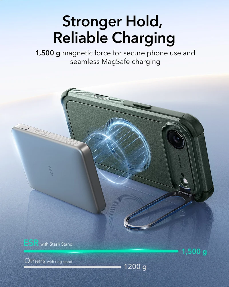 iPhone Air Cyber Tough Magnetic Case (Camera Control, Stash Stand) - Olive Green