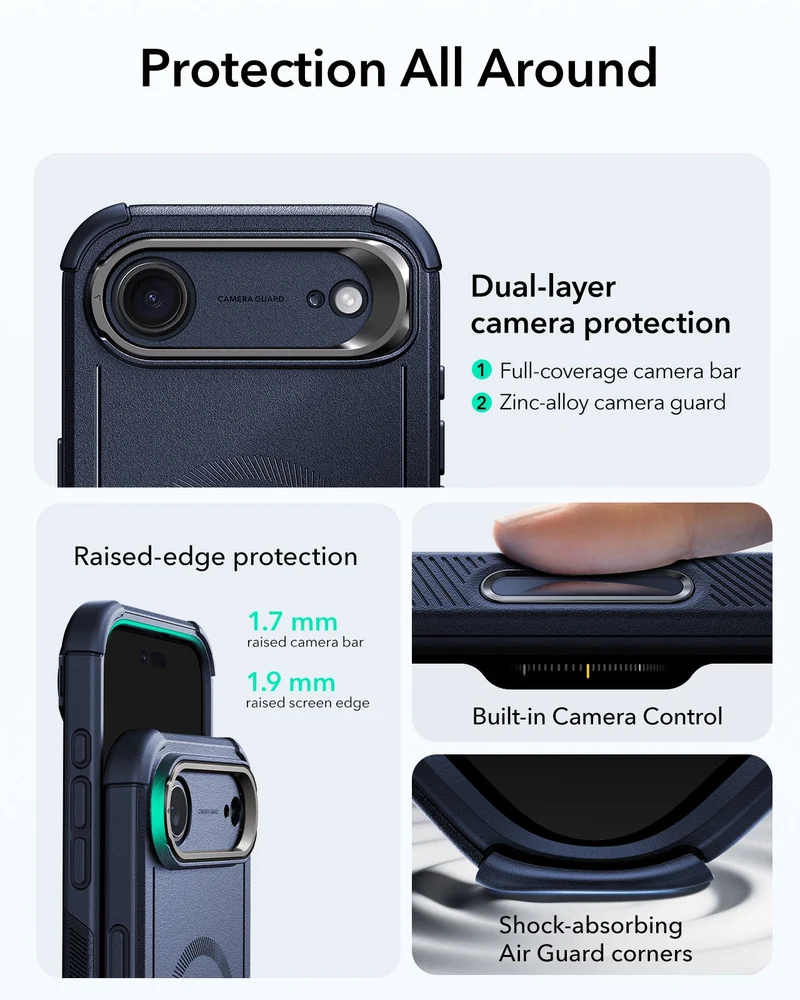 iPhone Air Cyber Tough Magnetic Case (Camera Control, Stash Stand) - Navy Blue