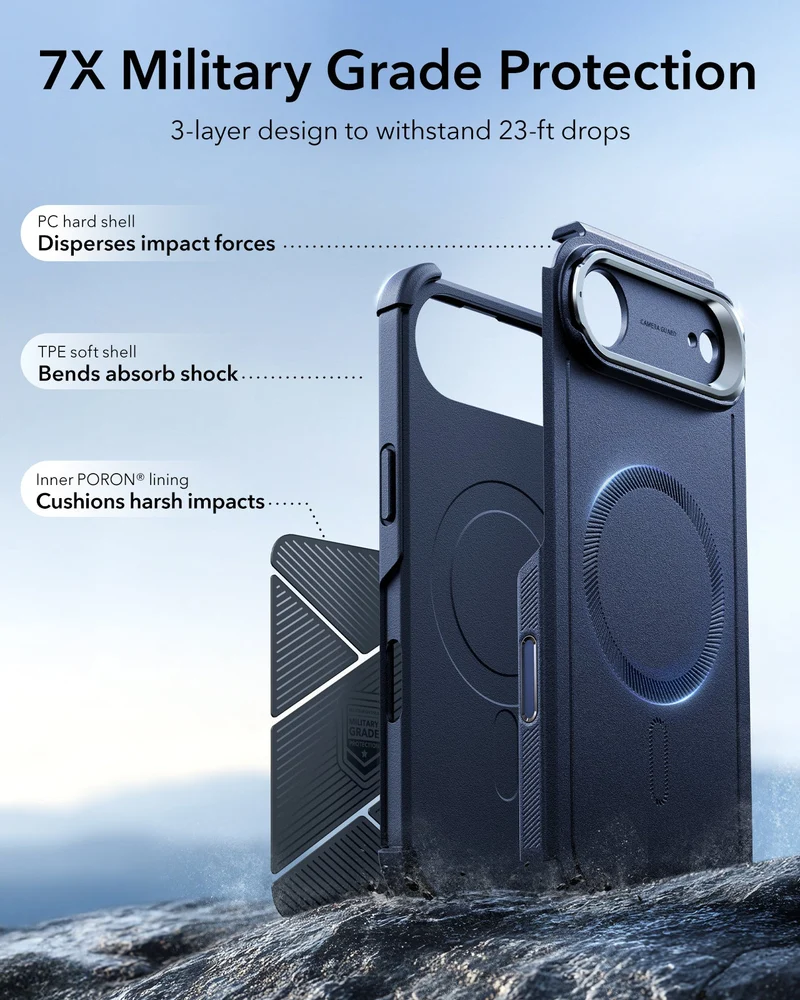 iPhone Air Cyber Tough Magnetic Case (Camera Control, Stash Stand) - Navy Blue