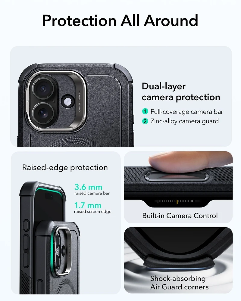 iPhone 17 Cyber Tough Magnetic Case (Camera Control, Stash Stand) - Black