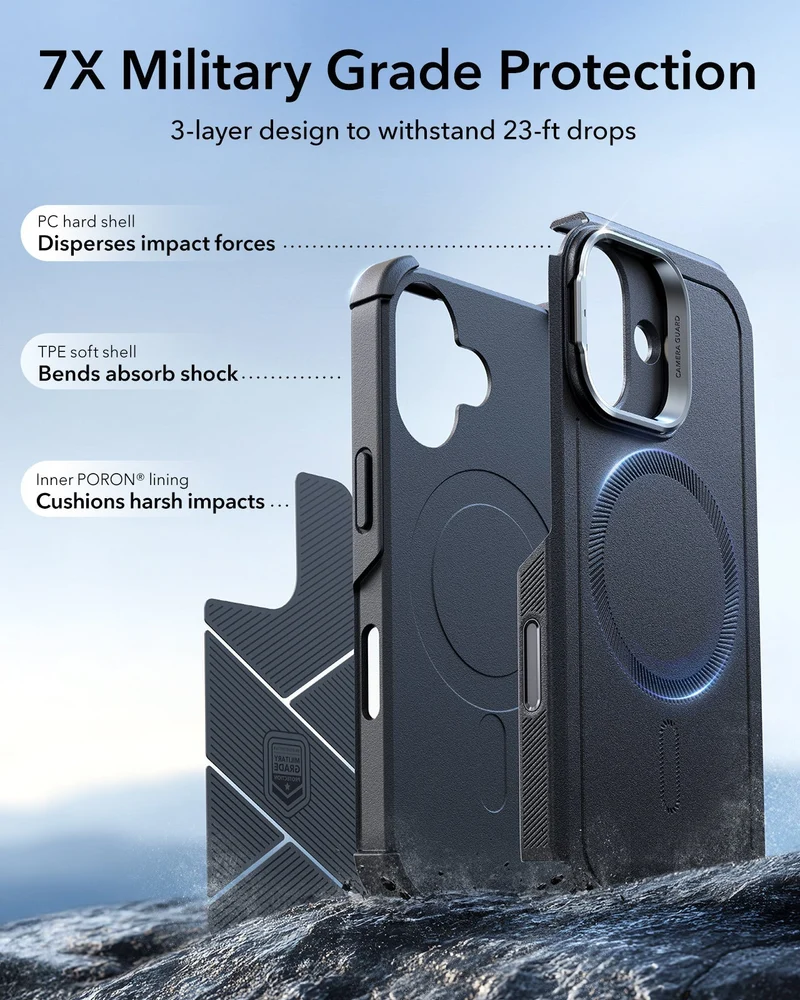 iPhone 17 Cyber Tough Magnetic Case (Camera Control, Stash Stand) - Black