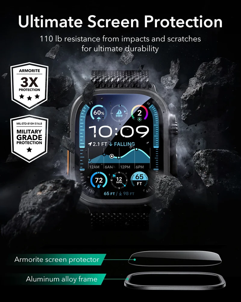 Apple Watch Ultra 3 Armorite Screen Protector - Black