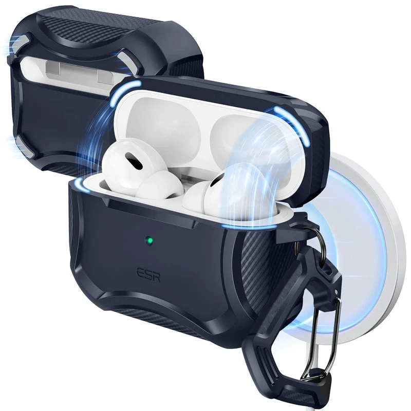 AirPods Pro 3 Cyber Tough Magnetic Case - Navy Blue