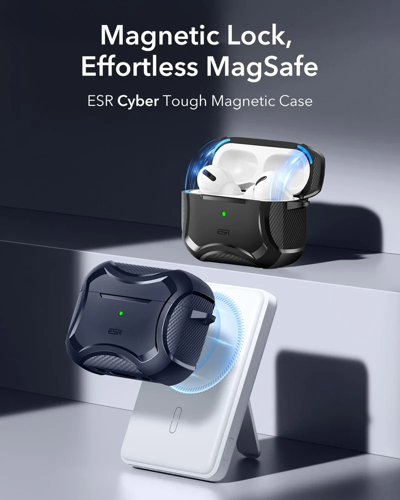 AirPods Pro 3 Cyber Tough Magnetic Case - Navy Blue