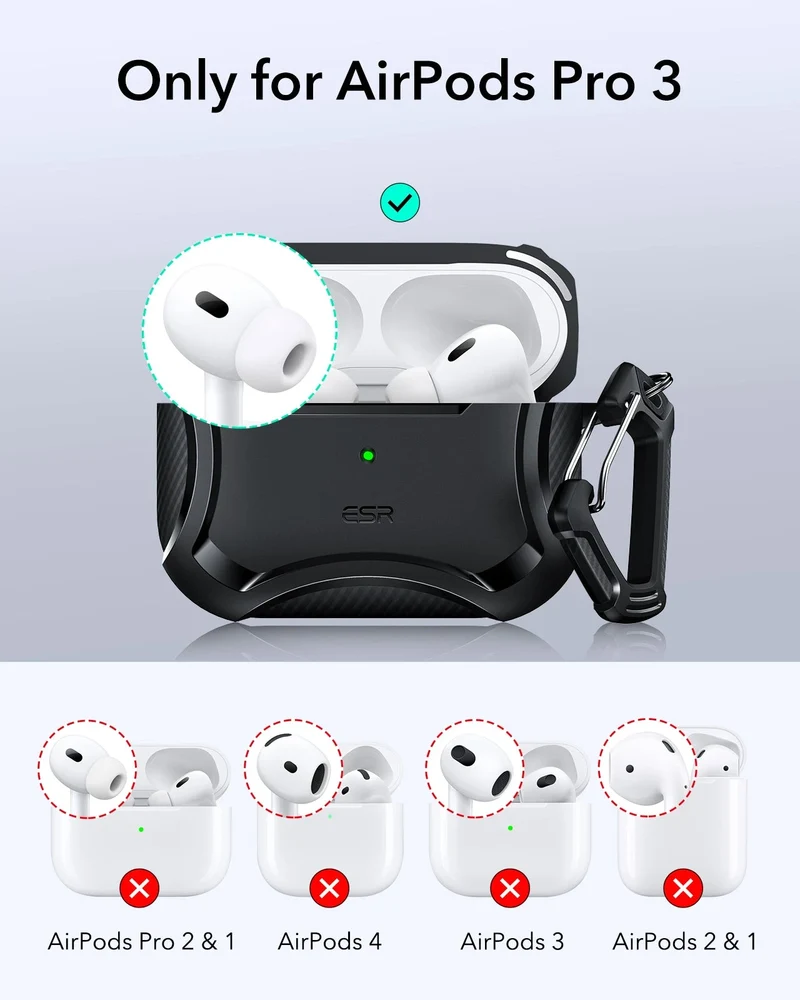 15W Dashboard Wireless Car Charger and AirPods Pro 3 Cyber Tough Case Bundle-Black