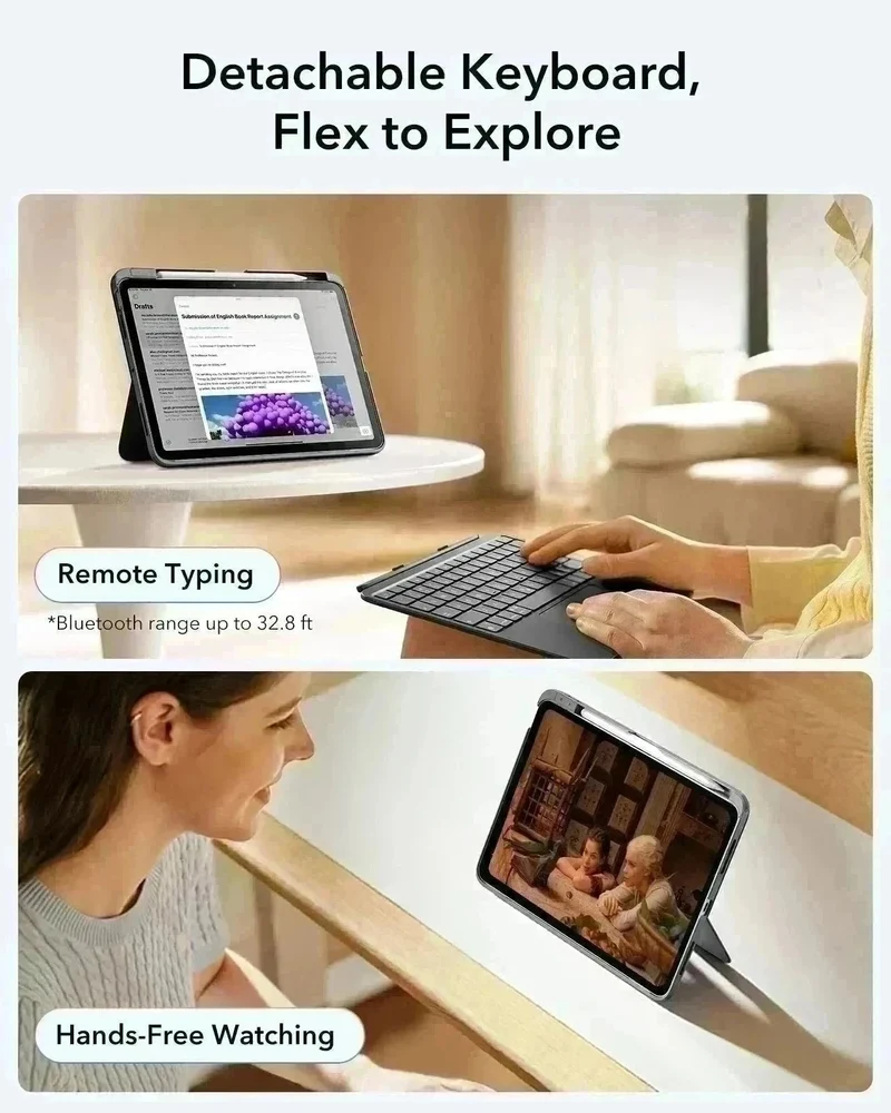 iPad 10th Gen Flex Keyboard Case (Detachable) Protection Bundle - US Layout-Dark Gray