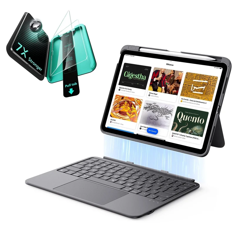 iPad 10th Gen Flex Keyboard Case (Detachable) Protection Bundle - US Layout-Dark Gray